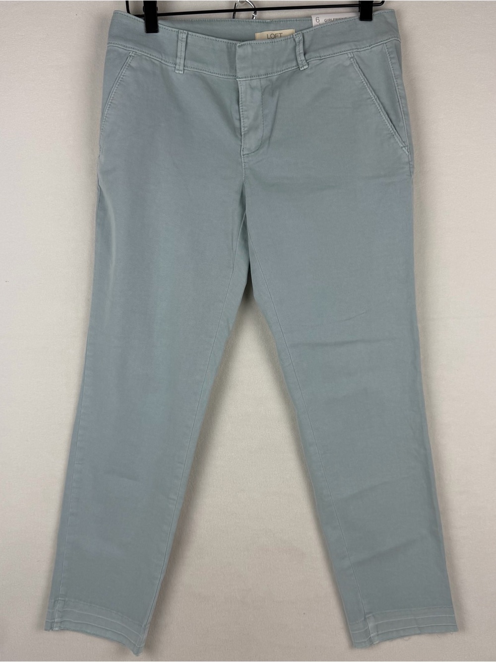 Loft Womens Seafoam Green Flat Front Girlfriend Slim Fit Chino Pants Size 6 NWT - Picture 2 of 12
